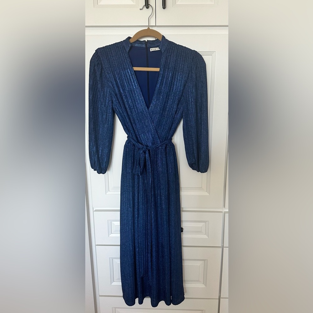 Alice and Olivia Midi Faux Wrap Dress-Size 4